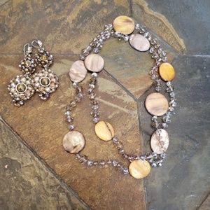 Vintage-Inspired Warm Tones Beaded Necklace and Earring Set